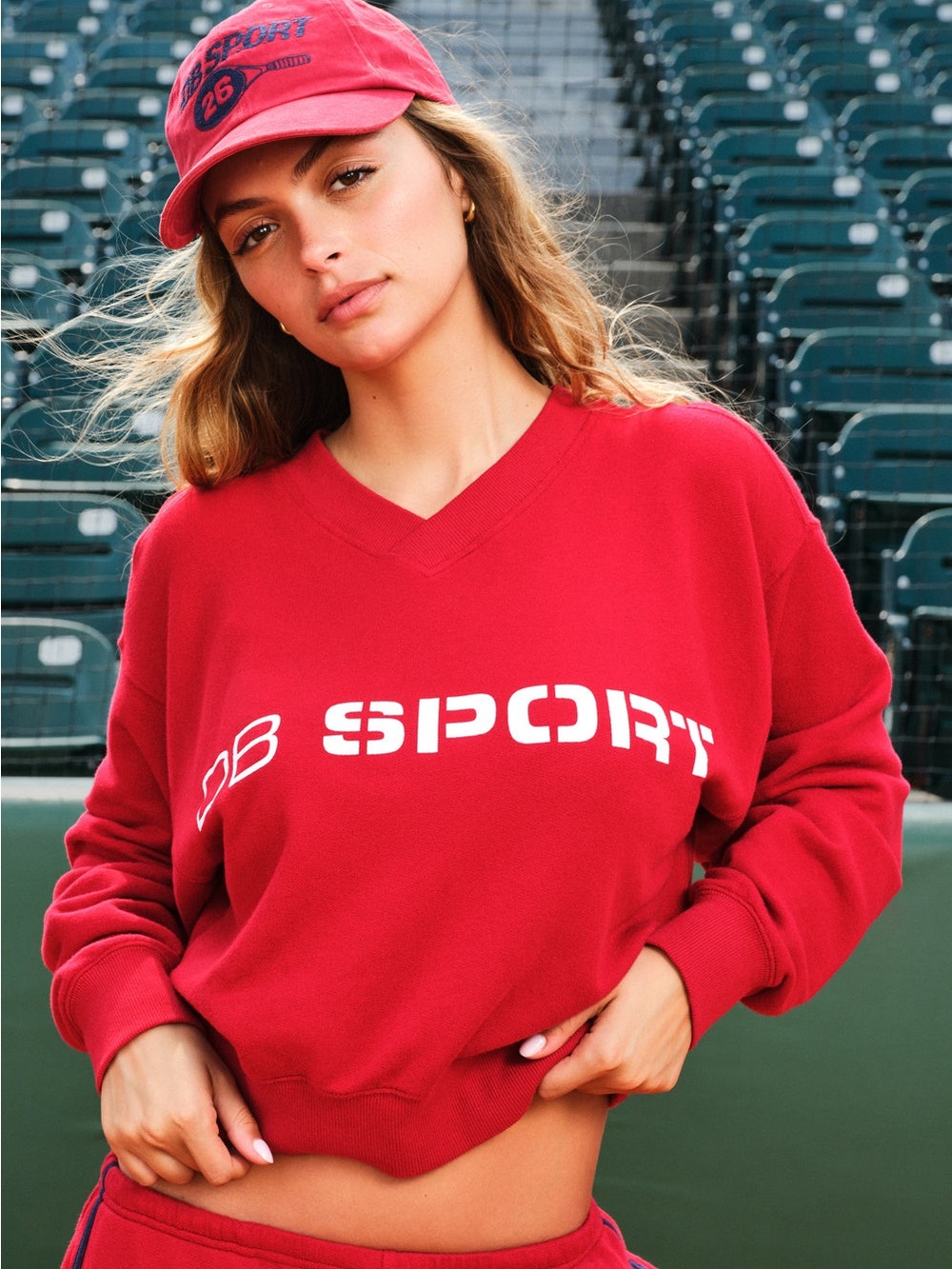 NWT DB Sport The Club V Neck in Cherry Red
